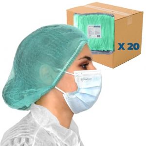 Charlotte cheveux jetable - 2000 charlottes jetables OneProtek (Vert) - Pour usage Alimentaire Restauration et Médical, 53 cm, Respirantes et Résistantes pour un confort longue durée (SupernaturalZ, neuf)