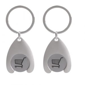 KEQAR 2 Pcs Jetons de Caddie Porte-cl&eacute;s, Jeton de Caddie en M&eacute;tal, Alliage de Zinc (Argent) (shengguangshangmao., neuf)