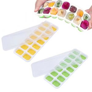 EAVUYIS bacs &agrave; gla&ccedil;ons en silicone avec couvercle, 2 pi&egrave;ces moule &agrave; gla&ccedil;ons, bacs &agrave; gla&ccedil;ons carr&eacute;s faciles &agrave; retirer (LI ZHONGCHEN OUZHOUDIAN, neuf)