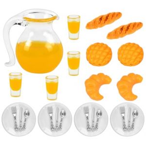 Jouets de Miniatures Alimentaires Boissons, Mini Nourriture Jouet, Nourriture Miniature 1/12 Accessoires de Cuisine Miniatures pour Maison de Poupée avec Pain Vaisselle Miniature Petit Déjeuner (yajimaoyi, neuf)