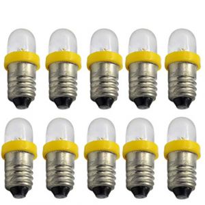 Ruiandsion Lot de 10 mini ampoules LED 6 V Culot E10 - Éclairage blanc/bleu/rouge/vert/jaune (jaune) (Ruiandsion, neuf)