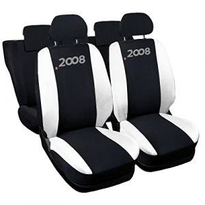 Auto Accessori Lupex - Housses de siège Auto. Housses de siège Auto compatibles avec 2008, Noir Blanc, Fabriquées en Italie, Housses pour sièges Avant et arrière, Intérieur de la Voiture (LUPEX SHOP, neuf)