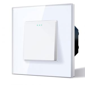 BSEED Interrupteur Mural, Interrupteur &agrave; Bascule, Verre Interrupteur Encastrable Bascule,10A 250V Plaque De Cristal Tremp&eacute;, 86 * 86mm, 1 Gang 3 Voie, blanc (Bseed-EU, neuf)