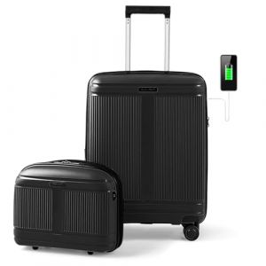 GOPLUS Valise Enfant à roulettes, 20" Valise Cabine Coque Rigide en PC, Poignée Réglable, Bagage à Main avec Serrure TSA, Autocollants Décoratifs, 35L Valise de Voyage Rose pour Garçon/Fille (Augenstern24, neuf)