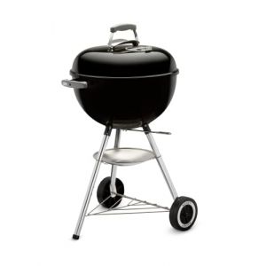 Weber Bar-B-Kettle Barbecue au Charbon de Bois, Surface de Cuisson &Oslash; 57cm, Barbecue avec Couvercle et cuve en Acier emaill&eacute;, tr&eacute;pied et Roues, Grille chrom&eacute;e - Noir (1241353) (ioT-Pool, neuf)