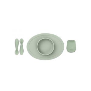 EZPZ - Set Pappa avec plaque ventouse, verre et paire de cuillères + 4 mois - Baltique (Family Concept, neuf)