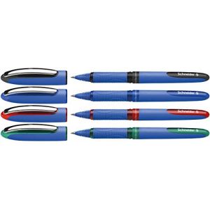 Schneider One Hybrid C (Stylos roller &agrave; encre liquide) Lot de 4, Noir/Rouge/Bleu/Vert (Astra FR, neuf)