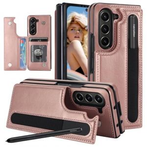 Ysnzaq Portefeuille Coque pour Samsung Galaxy Z Fold 7 5G 8.2" avec S Pen Holder, Premium Cuir PU avec [Fentes pour Cartes] [Support] Antichoc Etui pour Samsung Z Fold7-BC Rose Gold (yanzhiwangluokeji, neuf)