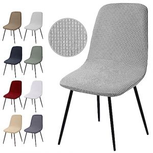 Housse de Chaise Extensible 6 pièces, Housse de Salle à Manger Amovible Lavables Couverture de Chaise en Jacquard Revêtement de Chaise pour Salle à Manger,Hôtel,Décor,Mariage(Y-Gris Argent, 6 Pièces) (Eckonaver, neuf)