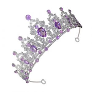 VICASKY Couronne De Mariage Nuptiale &ndash; Couronne Baroque Avec Diad&egrave;me En Strass Pour Reines, Mariages, Anniversaires, Cosplay Violet (Covenant of Nauru, neuf)