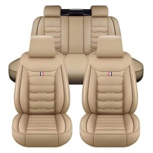 Housses de Si&egrave;ge de Voiture pour Mercedes Benz Glc 200 250 300 300e 350e 2015-2023, Ensemble Complet de Housses Siege Auto Universel en Cuir, Compatible avec Les Airbags Lat&eacute;raux, 5 Seats(B(Warm Beige (Genius -Store, neuf)