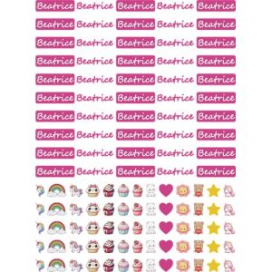 Lot de 50 étiquettes autocollantes personnalisées pour enfants avec nom – Imperméables pour objets scolaires, bouteilles, crayons, stylos – Idéal pour l'école et la maternelle (noms féminins A-E, (Corredino Neonato, neuf)