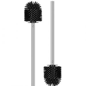 EINESIN Brosse WC Classique 2 Pi&egrave;ces, Brosse WC en Silicone, Manche en Acier Inoxydable, T&ecirc;te de Brosse Noire 7CM (Einesin, neuf)