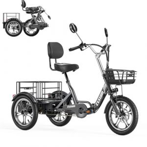 T1 Pro Velo &eacute;lectrique pour Adultes, 3 Roues Pliant Tricycle &eacute;lectrique Homme Femme, Batterie Lithium 48v 22 ah, 16'' Cargo E-Tricycle,Moteur de 250 W (JINSHU EBIKE, neuf)