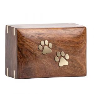 INTAJ Rosewood Urne funéraire paisible pour animal domestique, boîte photo, urne funéraire pour chiens, chats, urne souvenir pour cendres, urne en bois (deux pattes, S – 15,2 x 10,2 x 7,75 cm) (INTAJ Manufacturin Co, neuf)