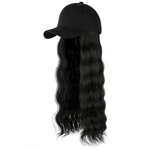Chapeau de soleil à visière pour femme - Bonnet à cheveux réglable - Vague fixe - Perruque de baseball bouclée - Longue casquette, a, taille unique (SHUAI DIAN, neuf)