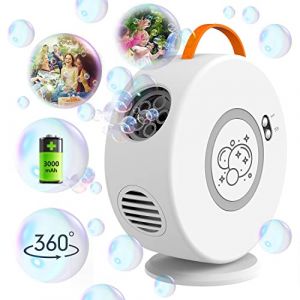 Machine &agrave; Bulles, Jeux Exterieur Enfant, Jouet a Bulles Automatique Rechargeable Soufflante, Rotatif 90&deg;/360&deg;, Pistolet a Bulle pour Enfants 1 2 3 4 5 6 Ans, Jeux De Jardin, Id&eacute;e Cadeau Garcon Fille (Dinaspc, neuf)