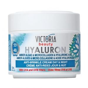 Victoria Beauty - Cr&egrave;me Visage Jour et Nuit - Micro-Collag&egrave;ne & Acide Hyaluronique - Anti-Vieillisement (Age 40+)- Hyaluron et ambre Algues - 50ml (Nikilko2017, neuf)
