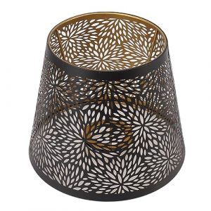 Cyrank Abat-Jour en M&eacute;tal Creux, Abat-Jour Moderne, Couverture De Lampe De Table, Lustre, Abat-Jour D&eacute;coratif en Fer, Couverture D'abat-Jour pour Table, Mur, Plafonnier, Noir avec Motif (Hurmerss, neuf)