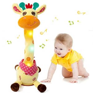 Edencomer Doudou girafe parlante, jouet de girafe qui chante, dialogue, contrôle du volume, girafe parlante, cadeau d'anniversaire pour enfants, garçons et filles (Hengli Direct, neuf)