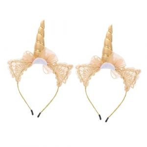 DEARMAMY 2pi&egrave;ces Serre-t&ecirc;te Oreilles Animaux D&eacute;coration Licorne Adorable Accessoire Cheveux Gar&ccedil;on Fille Coiffe Licorne F&ecirc;te Cadeaux Gar&ccedil;on Fille (Liiane, neuf)