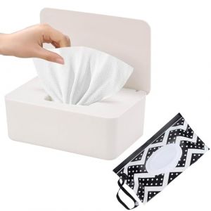 SEPSCO Boite Lingette Bebe et Sacs Lingettes Humides, Boîte Papier Toilette Humide avec Couvercle Distributeur Lingettes Accessoires Mouchoirs Rangement PP Boîtes Reutilisable pour Wc Voiture Maison (SEPSCO, neuf)