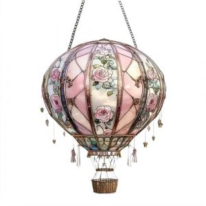 Lanterne solaire montgolfière – Attrape-soleil en acrylique coloré, lampe LED à suspendre pour jardin et terrasse, lampe décorative sans danger pour les oiseaux pour la maison, le café et la (dianqian2024, neuf)