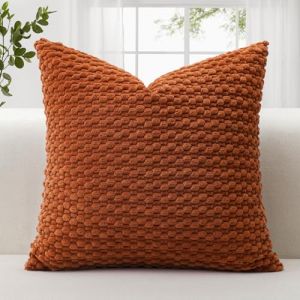 JOTOM Housse de coussin en velours c&ocirc;tel&eacute; doux, 45 x 45 cm, d&eacute;corative, avec texture bulle 3D, pour canap&eacute;, chambre &agrave; coucher, douce, pour d&eacute;coration de la maison, couleur: rouille (Jotom Europe, neuf)