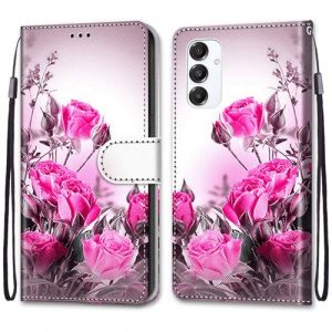SNCLET Coque pour Samsung Galaxy A16 &Eacute;tui Antichoc Colorful PU Portefeuille Fente pour Carte avec Fonction de Support Protection Housse Coque Wallet Cover pour Samsung Galaxy A16,Fleur Rose Rose (ShinyCase, neuf)