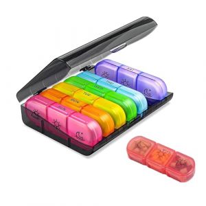 Pilulier Semainier,7 Jours Piluliers 3 Fois Matin Midi Nuit,Pilulier Journalier avec 21 Compartiments Grand Pilluliers Medicaments pour Vitamines,Suppl&eacute;ments et M&eacute;dicaments (xxiang shop, neuf)