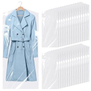 TranRantic 30 Pièces Plastique Housses de Vêtements, 60×140cm Transparentes Protège-vêtements en Plastique, Suspendus Housses à vêtements anti-poussière pour Chemise, Veste, Costume, Pull-Over (Zheranstore, neuf)