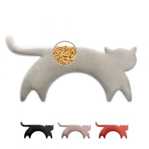 LESCHI Coussin chauffant micro ondes en coton 100% bio, Chat gris, Bouillotte graines de bl&eacute; 100% bio, Bouillotte micro-ondes id&eacute;ale pour r&eacute;chauffer cervicale, &eacute;paules, cou, nuque (Leschi GmbH, neuf)