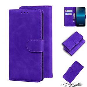 LMFULM&reg; &Eacute;tui pour Sony Xperia L4 XQ-AD52 XQ-AD51 (6,2 Pouces) PU Magn&eacute;tique Pochette Cuir Housse Rabattable Case Stent Fonction Cover Pourpre (LMAZWUFULM, neuf)