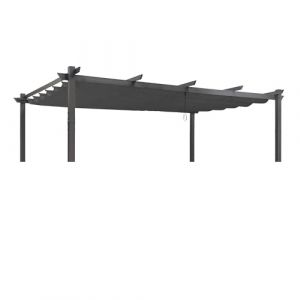 PURPLE LEAF Bache pour Pergola, Toile Pergola 4,8 x 3,5 m Retractable, Toile de Tonnelle Toile de Toit Rechange pour Jardin Terrasse, Gris (PURPLE LEAF, neuf)