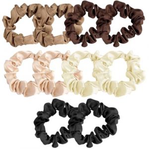 Lot de 10 Chouchous en Soie pour Femme, Chouchous Cheveux en Satin, Chouchou Soie, Doux et Élastique, Cheveux Ties Cordes Élastiques, pour Femme et Fille, 5 Couleurs (WANGNA STORE, neuf)