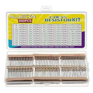 ALLECIN 50 Valeurs 1/4W Résistance 0 Ohm à 10 M Ohm 1/4 W Kit de Résistances de Film Carbone Tolérance 5% 1/4Watt Assortiment de Resistance Electronique 1/4 Watt Resistor (ALLECIN E.C. EU, neuf)