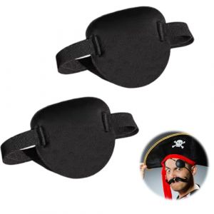 2 Pièces 3D Cache Oeil,Cache-œil médical réglable pour Adultes Et Enfants,Cache Oeil Pirate Médical Réglable pour Yeux Gauche ou Droit, Amblyopie Paresseuse Cosplay (Noir) (ANBISEN, neuf)