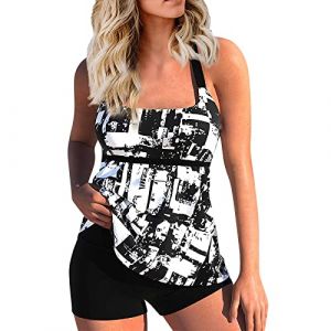 Tankini Maillot De Bain Femme 2 Pieces Taille Haute Tankini Shorty Menstruelle Amincissant Maillot De Bain Grande Taille Ensemble avec Armature Bikini D'été Marque Pas Cher Swimwear(Noir,S) (uxxnjfg, neuf)
