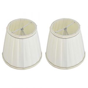 2pcs Petit Abat-jour, 9.2 x13 x 14.2cm Clip Sur Abat-jour en Tissu Pliss&eacute; pour Chambre &agrave; Coucher, Table de Chevet, Lustre, Applique Murale Lustre et Lampe de Table(Beige clair) (Hairolory, neuf)