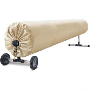 ZAMETTER Housse de protection pour enrouleur solaire de piscine en tissu Oxford 420D robuste pour rouleau solaire de jardin, b&acirc;che de protection ovale pour r&eacute;servoir de stockage (4,9 m) (Housebtshop, neuf)