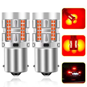 Chemini 2pcs 1156 BA15S P21W Ampoule LED pour Voiture Feu de Freinage à LED Feu de Recul Feu Brouillard Arrière Haute Luminosité 66SMD LED Chip DC12v-24v-Rouge (chemini, neuf)