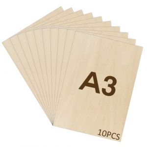 WISYOK 10pcs Contreplaqué 2mm, Planche Bois A3, Feuille de Bois Rectangulaire, Plaque Bois Brut Bouleau, Bois Brut Non Finie, Panneau Feuille Découpe Laser pour Pyrogravure, Maquette, DIY - 42 * 30cm (WISYOK STORE, neuf)