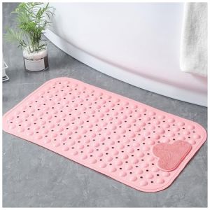 Moulaelos Tapis de Douche Antid&eacute;rapant, 120 x 80 cm, Tapis de Bain Antid&eacute;rapant avec Ventouses, Tapis de Douche Confortable, Lavable en Machine, Rose (Mountain lakes, neuf)