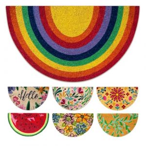 LUA VIKA Paillasson Exterieur Entree Demi Lune - Arc en Ciel - 40x70 cm - Tapis Entree Exterieur Antidérapant - Tapis Coco Interieur - Paillasson Coco Original (LUA VIKA, neuf)