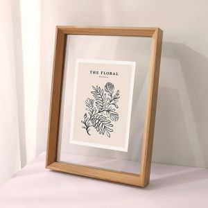 Machtiging Cadre Photo Bois,Cadre Transparent en Verre Et Bois,Cadre Photos Flottant Transparent,Cadre Transparent Double Face en Wood,A3/A4,RéSistant Aux Rayures,pour La DéCoration De Bureau Photo (Machtiging, neuf)