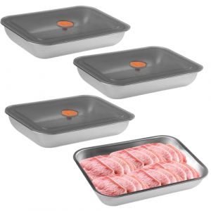 wocpvm 4 Pi&egrave;ces Bo&icirc;tes de Conservation Alimentaire en Acier Inoxydable Boite de Rangement Cuisine avec Couvercle Boite Alimentaire Hermetique Inox pour Cuisine et Cong&eacute;lateur (Wocpvm, neuf)