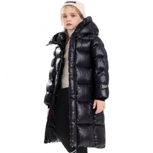 Lengender Doudoune Surface Brillante Manteau Fille Chaud Blouson Hiver Automne Parka à Capuche Fausse Fourrure Veste de Sport Ski Neige (FR/ES, Numérique, 170, Taille normale, A Noir) (FindPitaya, neuf)