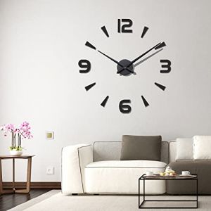 3D Horloge murale, Horloge Murale Design Moderne, Horloge Silencieuse, Pendule Murale,Sans Cadre, Chiffres Romains, Autocollant Miroir, Horloge Murale Geante pour Chambre Cuisine Salon (60-120 cm) (Luckylinks-EU, neuf)