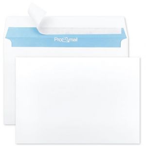 Netuno 50 enveloppes commerciales blanches C6 114 x 162 mm 90g enveloppes postales adhésives avec impression intérieure bleue sans fenêtre enveloppe blanche pour bureau lettres factures documents (netuno, neuf)