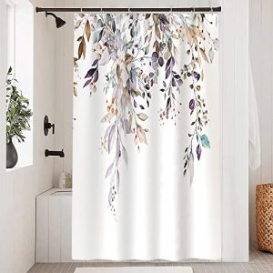 Uiiooazy Rideau Douche Anti Moisissure, Rideau de Douche 120x200cm Lavande Feuilles d'eucalyptus Violet Rideaux de Baignoire Tissu Lavable Imperméable Polyester Rideaux Salle de Bain avec 8 Crochets (dongguibinjingpinxiaodianpu, neuf)